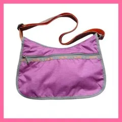 レスポートサック　ショルダーバッグ　ピンク ストライプ　オレンジショルダー