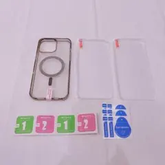 iPhone14promax クリアケース ブラック ガラスフィルム 2枚セット