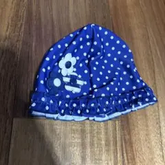 水泳帽 青 ドット柄 花柄 S