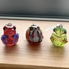 まんまるカエルクリアめじるしガチャマスコット　3個セット　ガチャ