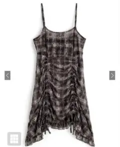 GRL チェック柄レースドロストミニキャミソールワンピース[ru1278]