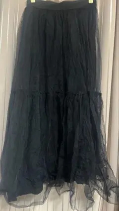 LOWRYSFARM フレアスカート ロングスカートチュールスカート 黒
