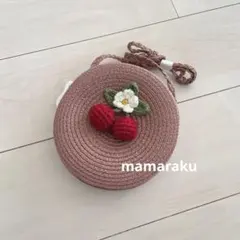 平成レトロ】チエコサク 赤い麦わら帽子 さくらんぼモチーフ 54cm