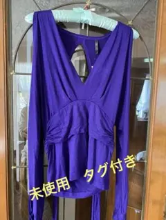新品スパイラルガール　 肩&背中開き　パープル　 紫袖　カットソー トップス　M