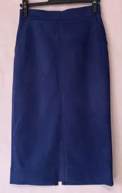 ネイビー 無地　スエード風 ストレートロングスカート