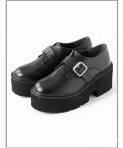 GRL 厚底バックルレザーシューズ ブラック 24cm