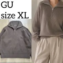 美品✨ジーユー GU メンズ XL ケーブルニット ブラウン ハーフジップ 長袖のサムネイル