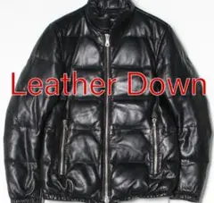 リアルレザーダウンジャケット本革羊革ブラック黒シープスキンコートS短丈ショート