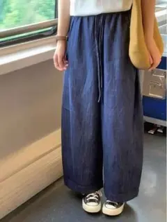 ワイドパンツ 大きいサイズ 柔らかくて 着心地いい ゆったり 無地 レトロ