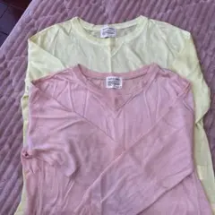 透け感素材　七分袖カットソー2枚セット