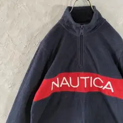 NAUTICA フリース　プルオーバー　ハーフジップ　ビッグロゴ　紺　IW15