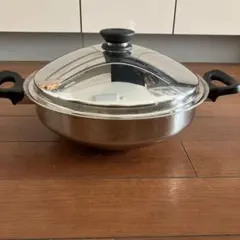 アムウェイ　クィーンウォック　ステンレス 中華鍋　蒸し網付き アムウェイ クィーンウォック ステンレス 中華鍋 蒸し網付き