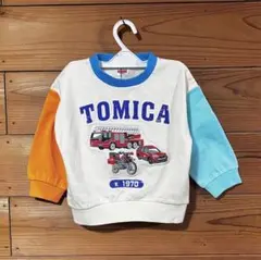 新品TOMICA 裏起毛ビンテージ風プリントレスキュー車トレーナー 90