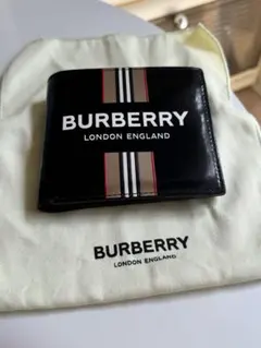 【Burberry】バーバリーロゴアイコンストライプ二つ折り財布