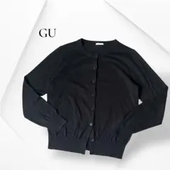 GU ジーユー 黒 UVカットウォッシャブルクルーネックカーディガン 長袖 L