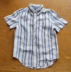 ポロラルフローレン 麻100 半袖シャツ ストライプ 140