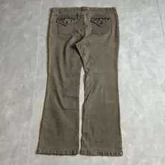 00s フレアデニム 刺繍ポケット ビッグサイズ ルーズ Y2K archive