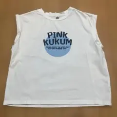 キッズ ノースリーブ Tシャツ ホワイト ロゴプリント 130cm