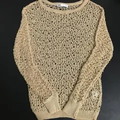 【値下げok】ZARA ザラ かぎ針編みニット パール 透け メッシュ