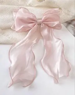 SHEIN シアーリボン ヘアクリップ ピンクのサムネイル