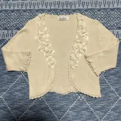 ギャラリービスコンティ ベージュ フラワーモチーフボレロサイズ2 美品
