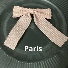 新品　フランス　ピンクリボンバレッタ