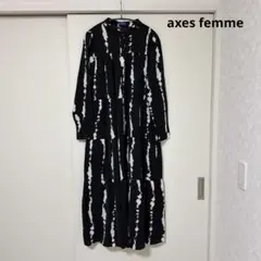 axes femme ブラック　ホワイト　フリーサイズ　シャツワンピース　秋春