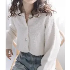 【mystic】リボンヤーン  ショートカーディガン