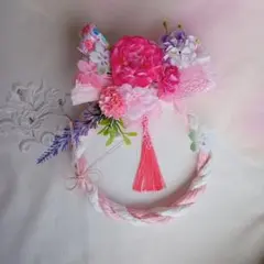 春リース　ひな祭り飾り　ピンクリース　造花リース　桜