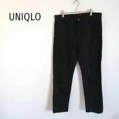ユニクロジーンズ UNIQLO スリムテーパード 黒デニムパンツ 33インチ