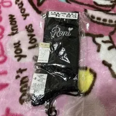 RONI ラメ ロゴ刺繍 ソックス ブラック XL22から24
