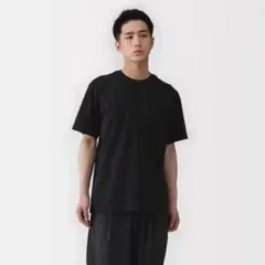無印良品 天竺編みクルーネック半袖Ｔシャツ ブラック L