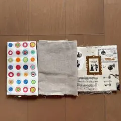 ハギレ生地セット カラフルドット模様 綿麻　3枚