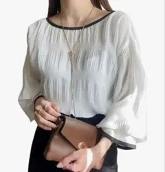 【6】フリルデザイン バルーンスリーブ シャツ