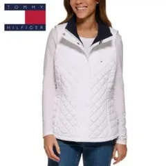 美品 M ★ トミーヒルフィガー 中綿 キルティング ベスト ホワイト US-S