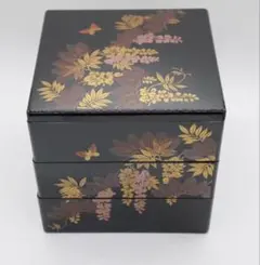 二段重箱 黒塗り 花柄 漆器 - メルカリ