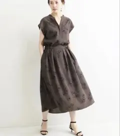 まとこさん様専用　IENA ストライプフラワースキッパーシャツワンピース 38