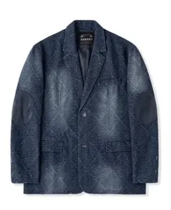 KARAKU 肘スエードパッチ　ジャガード織りデニムテーラードジャケット