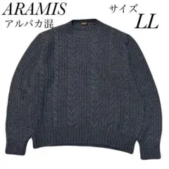 アラミス　ARAMIS アルパカ　シルク混　ニットセーター　サイズLL グレーのサムネイル