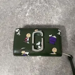 マークジェイコブス　 二つ折り財布　スヌーピー　スナップショット　レザー　緑