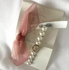 ヘアクリップ　リボン　パール　ピンク　新品　ヘアアクセサリー　ヘアアレンジ