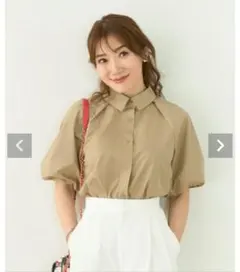 新品♡liala×PG シャツ襟 バルーンスリーブ ブラウス S ベージュ♡ザラのサムネイル