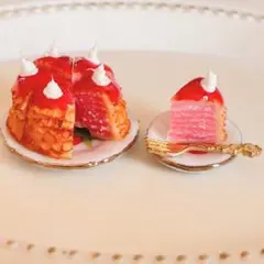 苺のミルフィーユケーキ シルバニア ドールハウス ミニチュアスイーツ クリスマス