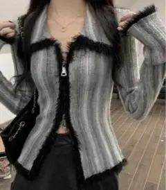 ダブルジップニットトップス ViViDAY グランジ ギャル y2k