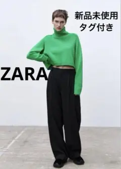 ZARA グリーン タートルネック セーター 新品未使用