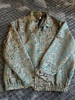 全刺繍 ブルゾン 総柄 ディープグリーン 高級感