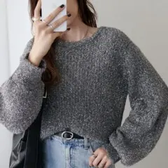 ディスコート♡ ラメフェザーヤーンクルーネックプルオーバー