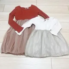 petit main 姉妹お揃い♡長袖ワンピース　130.100