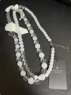 【新品・未使用】LANVIN ホワイトビーズ 2連ネックレス♡のサムネイル