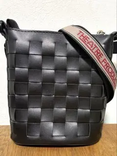 編み込み ショルダーバッグ ブラック ミニバッグ